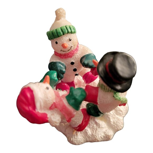Vintage Carlton Cards Resin 3 Snowmen Figurine - Picture 1 of 6